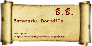 Baranszky Borbás névjegykártya